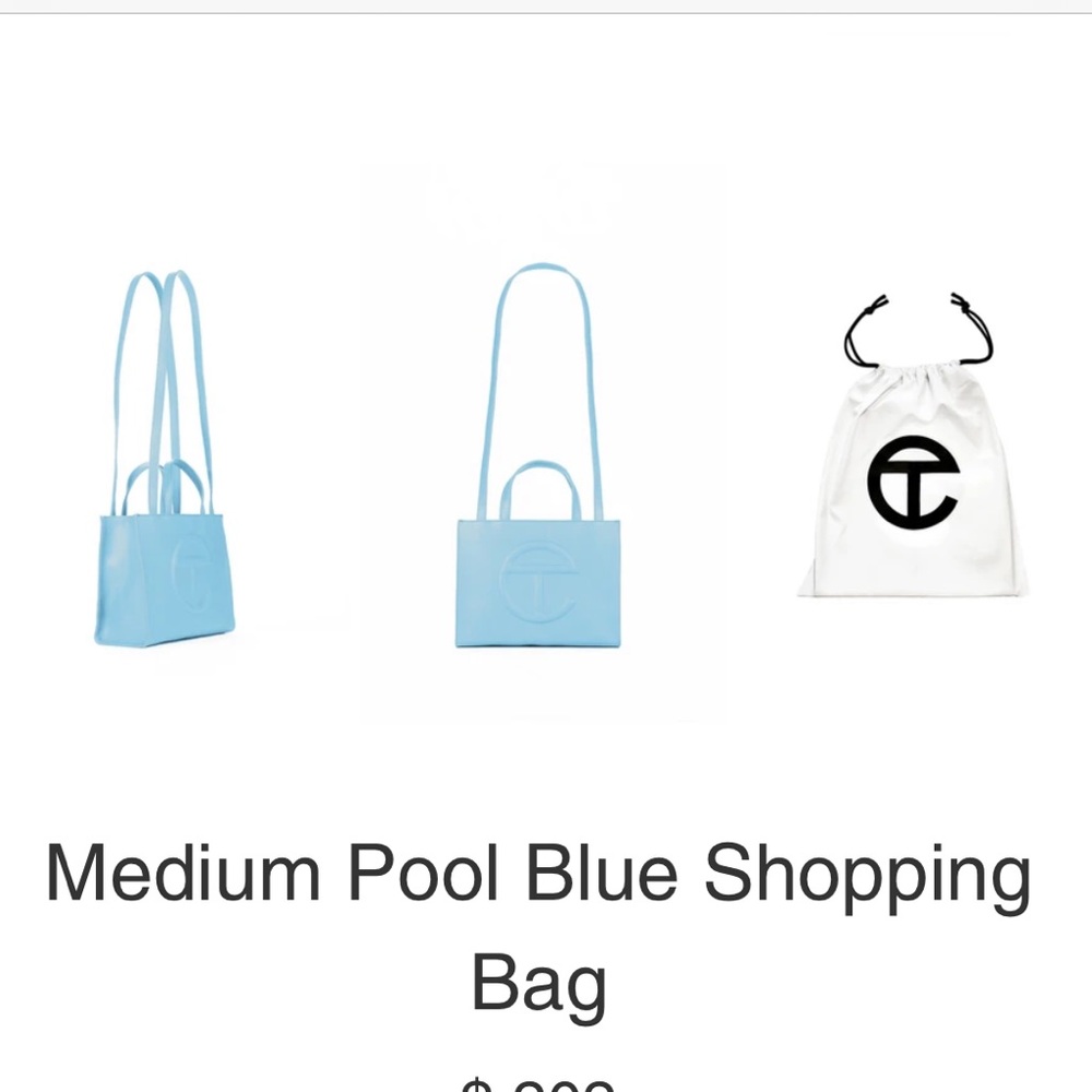 TELFAR MEDIUM SIZE POOL BLUE SHOPPER.
